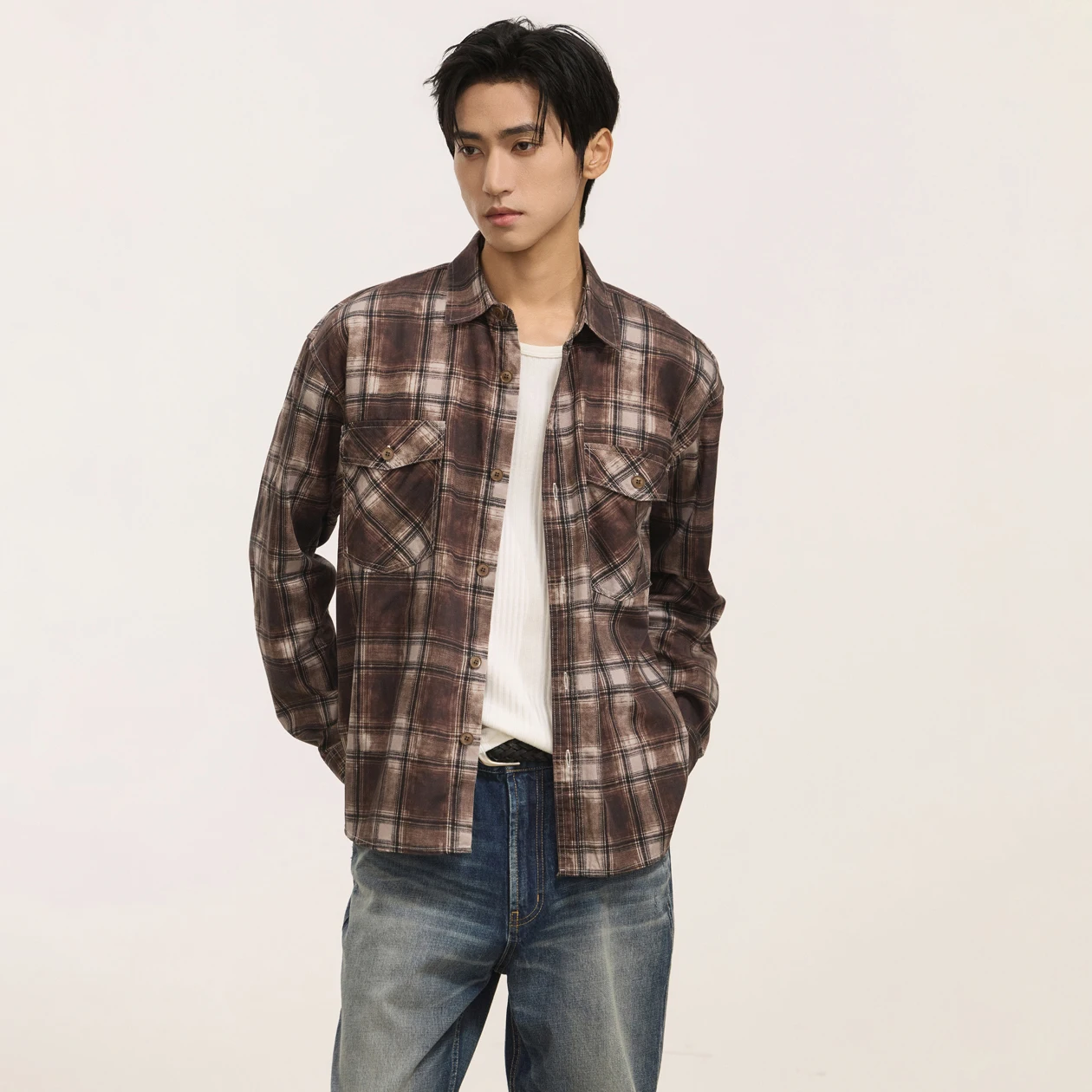 Men's Spring Autumn Long Sleeve Loose Casual Vintage Plaid Shirts Girl Boyfriend Oversize Streetwear Shirt Tops