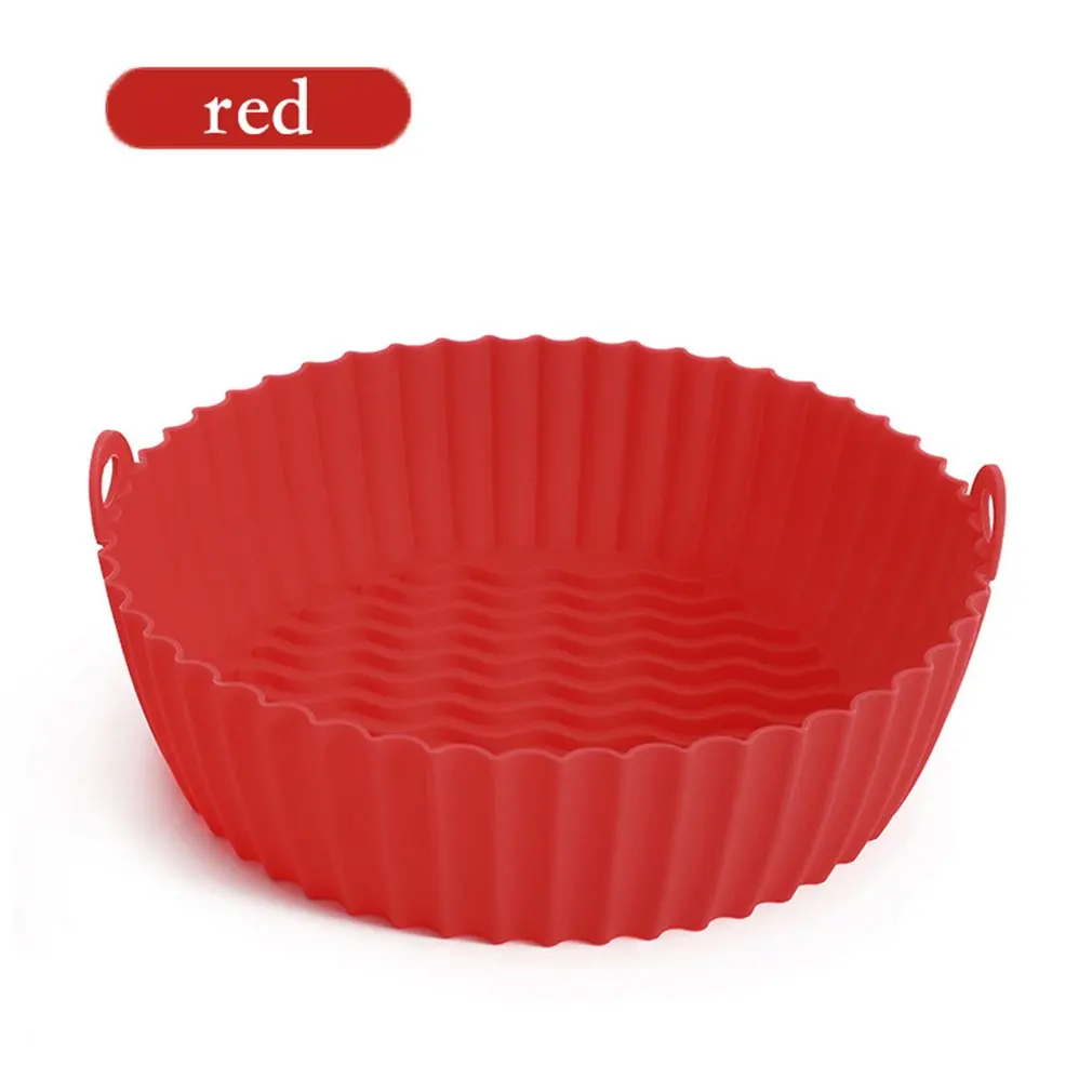 Fritadeiras de ar reutilizáveis forno bandeja de cozimento frango frito cesta esteira airfryer silicone pote redondo replacemen grill pan acessórios