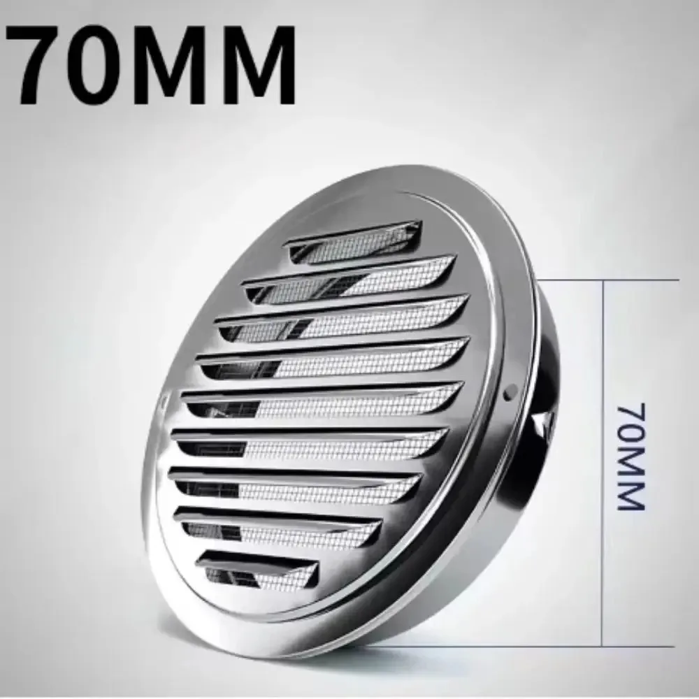 2pcsAir Vent Grille 70-200mm Stainless Steel Insect Grill Ventilation Cover Round Shape Stainless Steel Vent For Pest Prevention