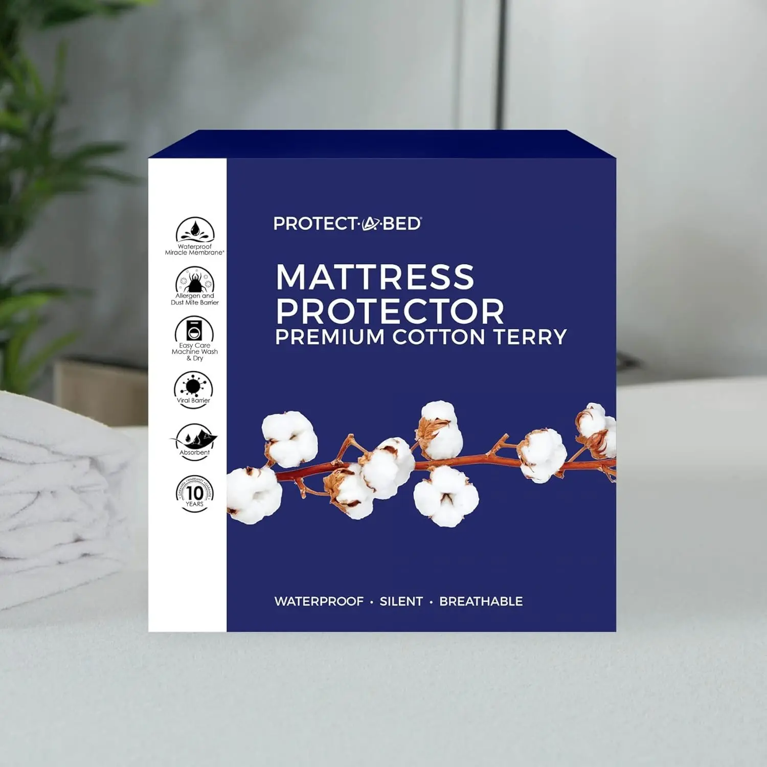 

, Premium Cotton-Terry Mattr Protector, Waterproof, 5-Sided, King