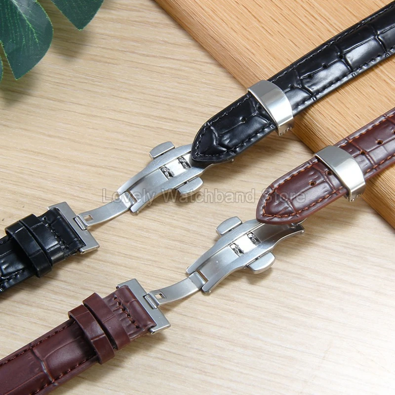 حزام ساعة رائع من جلد البقر الفاخر بنمط الخيزران لتيسو لو لوكل كارسون T41 T063 T063617A طويل الأمد بني وأسود
