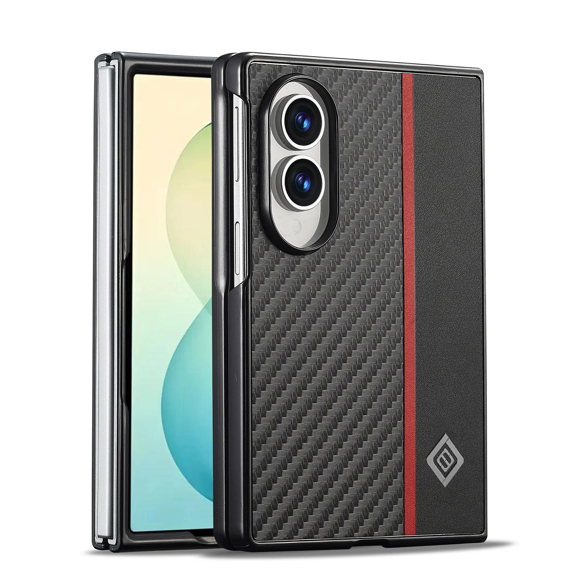 Ultrathin Flip Leather Carbon Fiber Case for Samsung Galaxy Z Fold 8 Holder Flip PU Leather Cover for Galaxy Z Fold8 Ultra 7 6 5