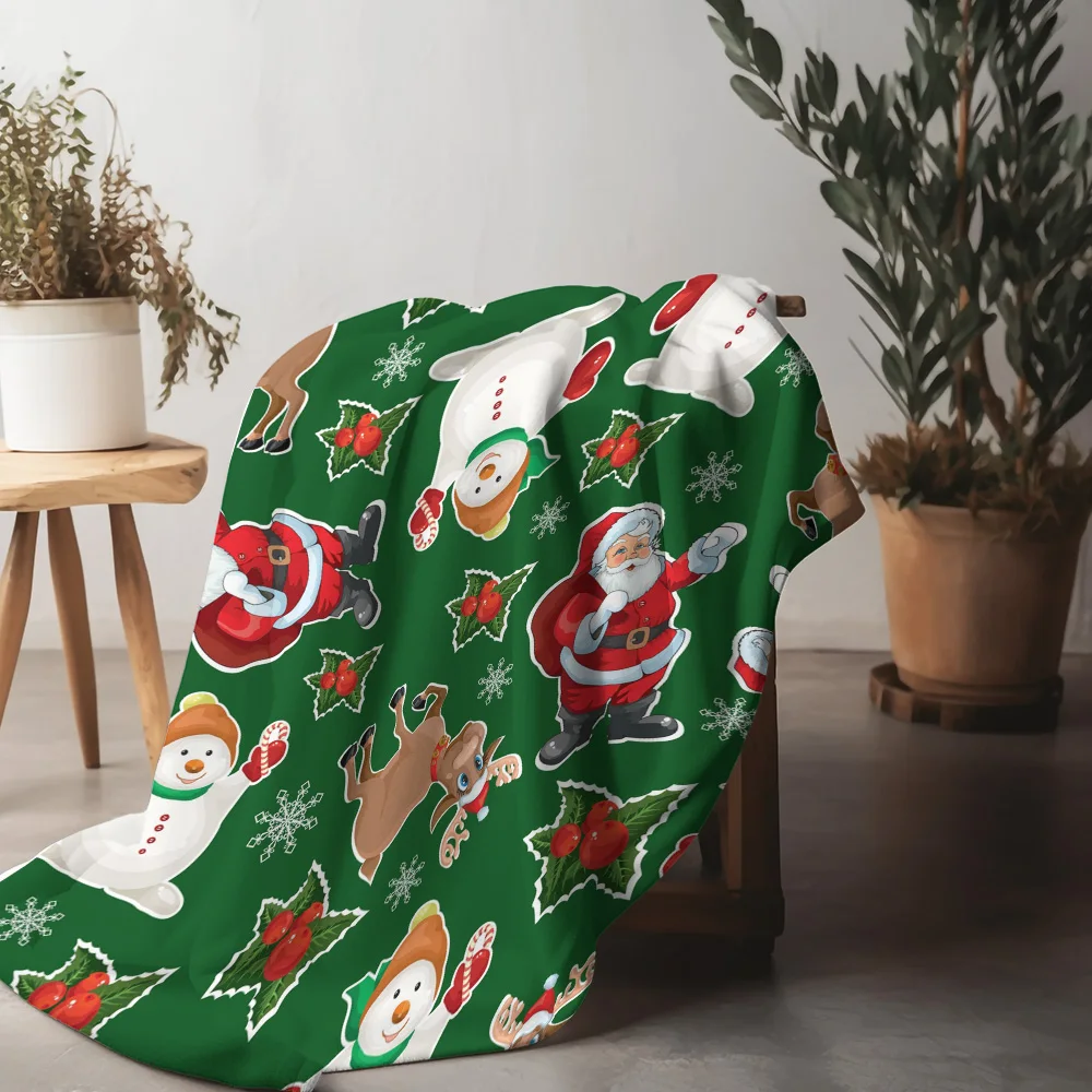 TU Festive Christmas Throw Blanket Cozy Reversible Plush Sherpa Fleece Blanket Holiday Home Decor Gift Warm Soft Throw