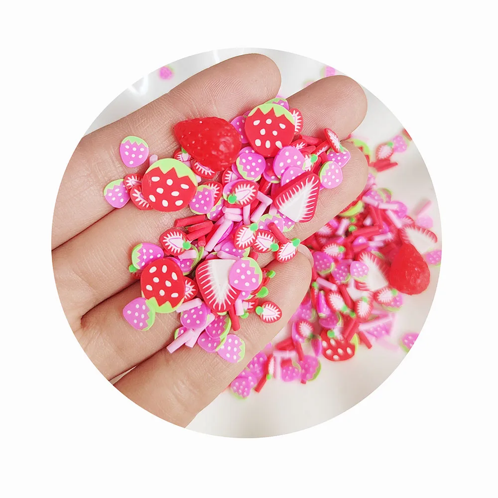 Valentines Strawberry Polymer Clay Slices Fruit Sprinkles With Resin Chamrs for Crafts DIY Making Nail Art Decorations Phone Dec