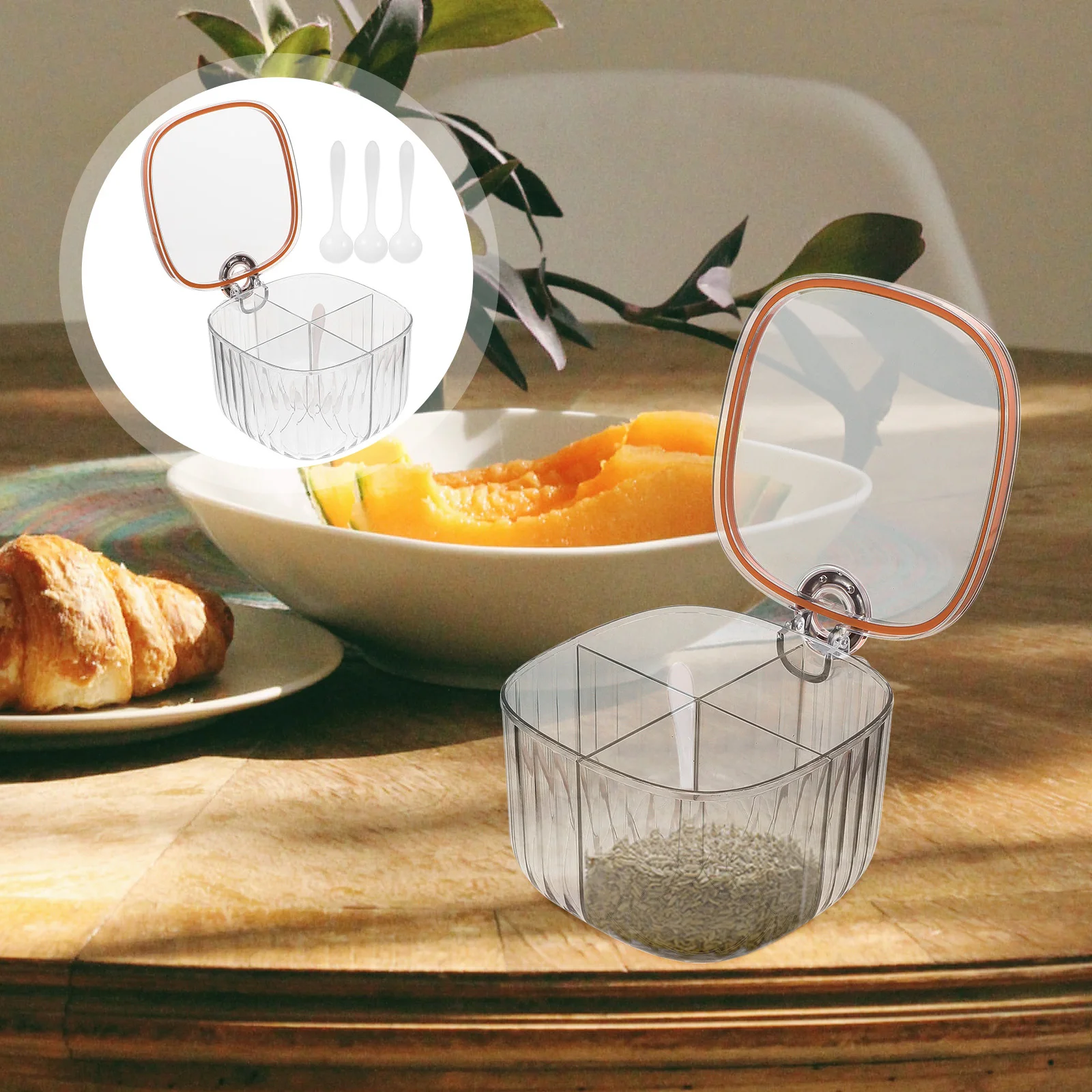 

Seasoning Jar Kitchen Spice Container Divided Multi-Grids Seasoning Box Household Condiment Organizer Spice Box