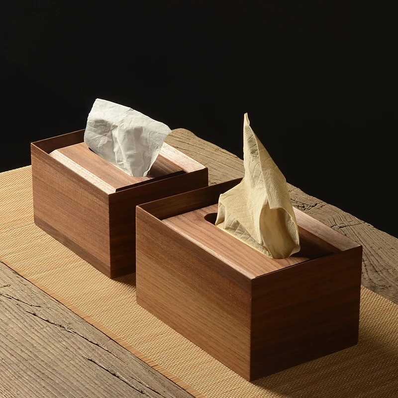 Walnut Wood Tissue Box for Car Interior, Retro Design, Household, Coffee Table, Paper Box, Creative