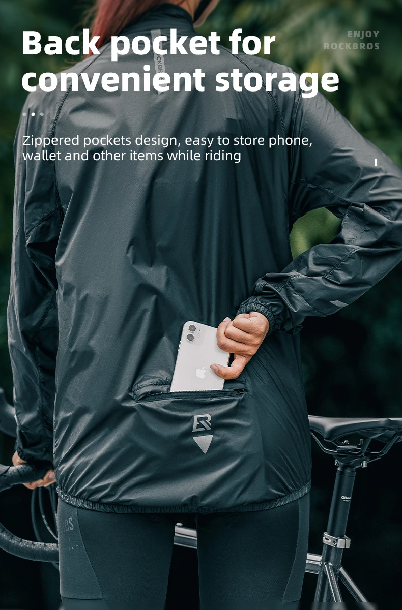 ROCKBROS Fahrradjacke, ultraleichte, atmungsaktive Nylon-Sonnenschutz-Sportbekleidung, schweißabsorbierende Oberbekleidung für Männer und Frauen, lässig. – Detail 12