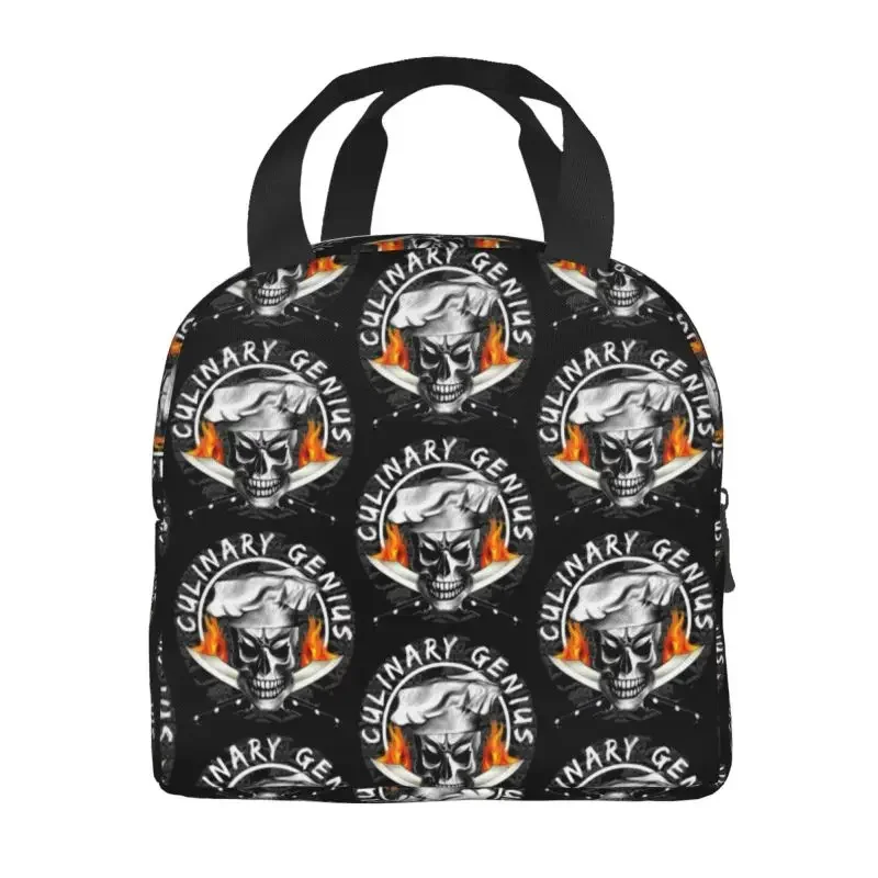 Skull Chef Culinary Genius Portable Lunch Box Cooking  Cooler Thermal Food Insulated Lunch Bag School Children Student