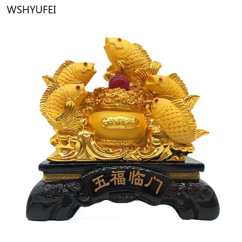 

resin gold dragon fish decoration, living room, TV wine cabinet, opening, housewarming, new home, gift crafts Home furnishings