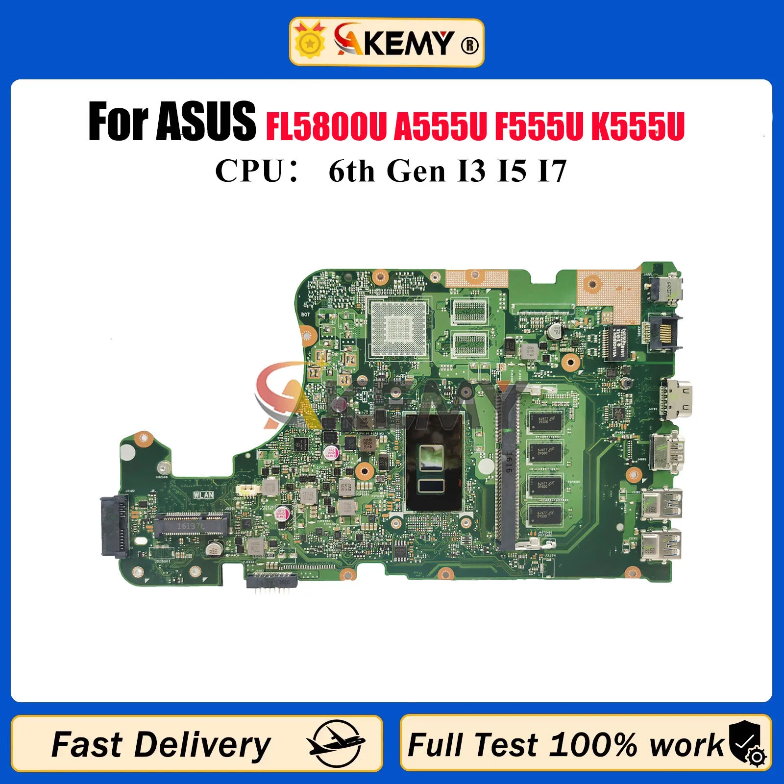 

Материнская плата X555UA для ноутбука ASUS X555U FL5800U A555U F555U K555U X555UA X555UJ X555UF X555UQ X555UB, материнская плата с процессором I3 I5 I7
