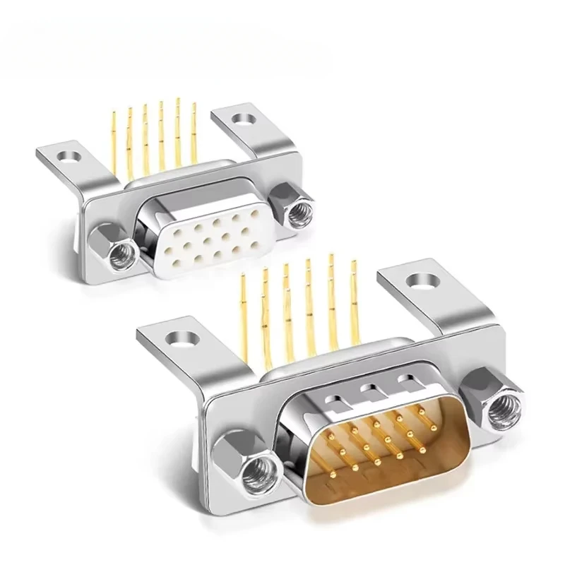 VGA DB15 Socket 3 Rows of 15 Needles PCB Welding Plate Male Female Connector DR15P 3.08/8.85mm Solid Pin 90° Terminal Fitting