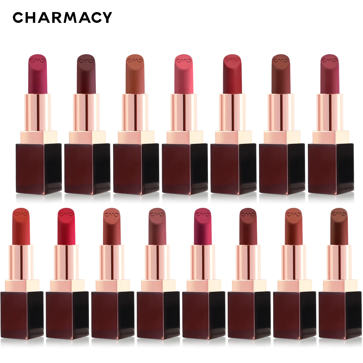 CHARMACY Matte Lipstick 3.8g Long-lasting Waterproof for Women Makeup Cosmetic No Additives Non-stick Cup Velvet Lipstick Magic