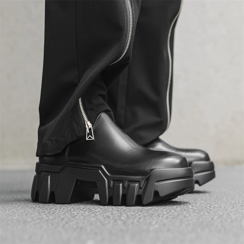 

New Men High-heeled Loafers Black Color Thick-soled Anti-slip Durable Men Fashionable Canvas Shoes Sizes 38-46 Men Shoes