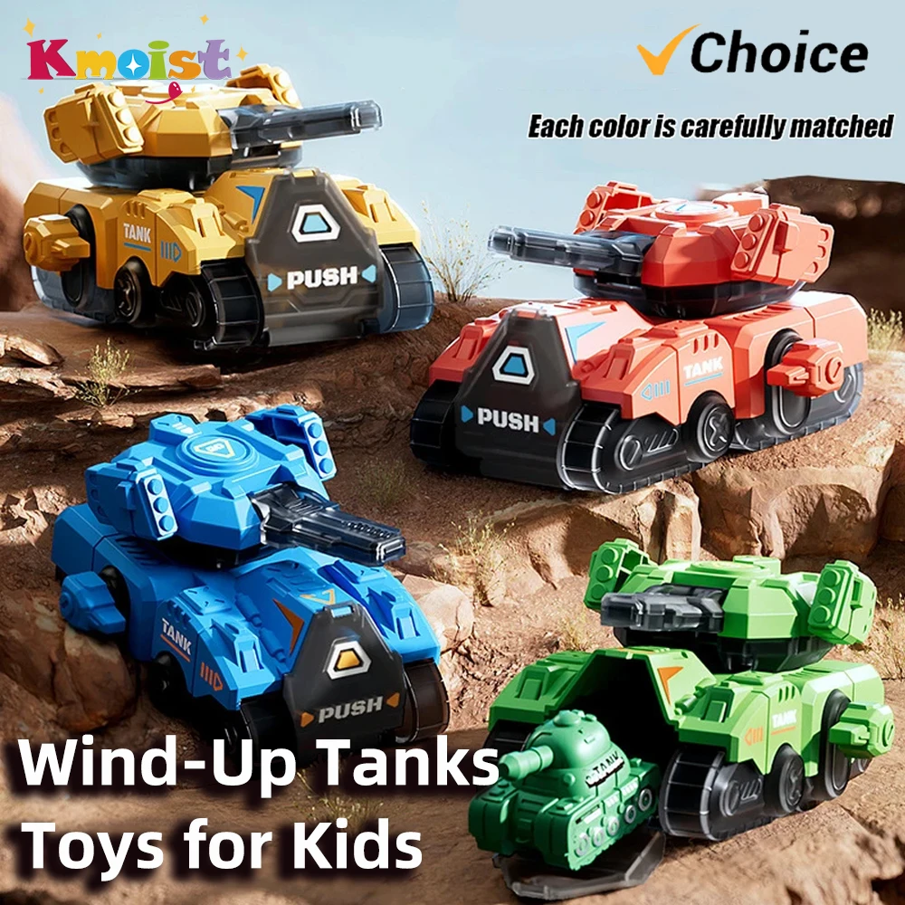 

Wind-Up Tanks 2 In 1 Model Toy Children's Clockwork Toy Simulates A Cartoon Model of A Rotating Tank Turret Toys for Baby Gifts