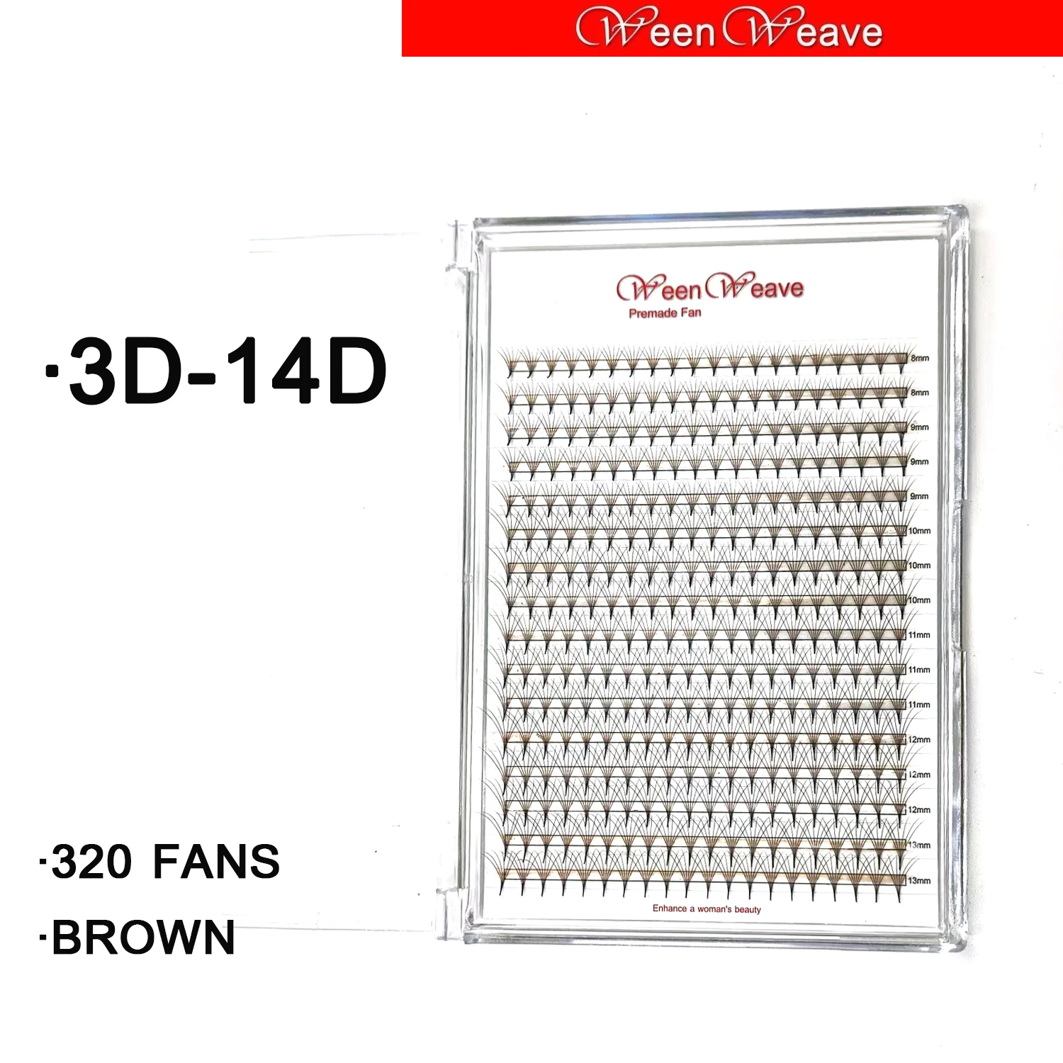 

Ween Weave Brown Pre Made Fans Наращивание ресниц 3D-14D Русские объемные вееры 0,07 мм 320 вееров Макияж из искусственной норки