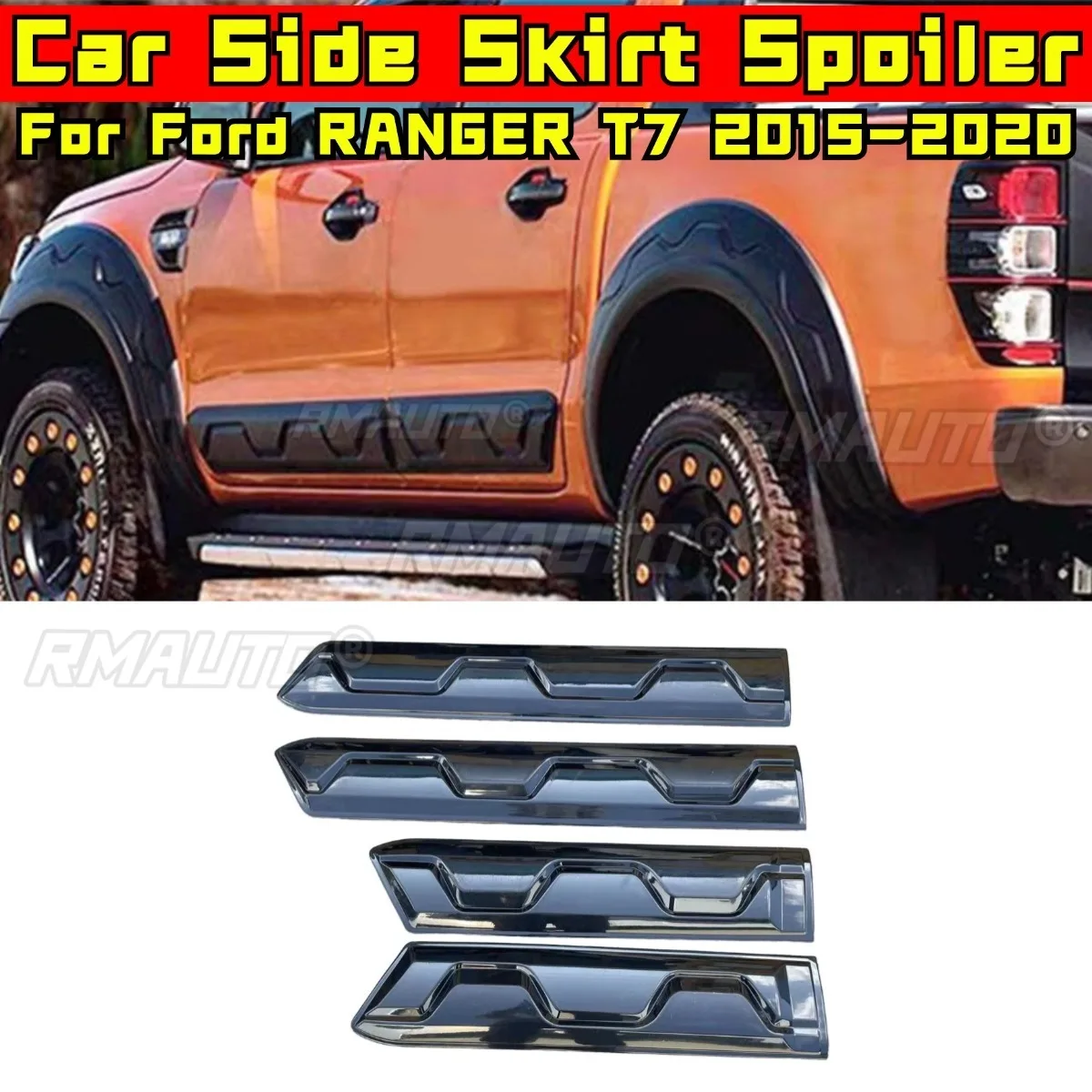 Saia lateral do carro lábio spoiler extensão difusor guarda avental para ford ranger t7 2015-2020 saia lateral divisor acessórios do carro