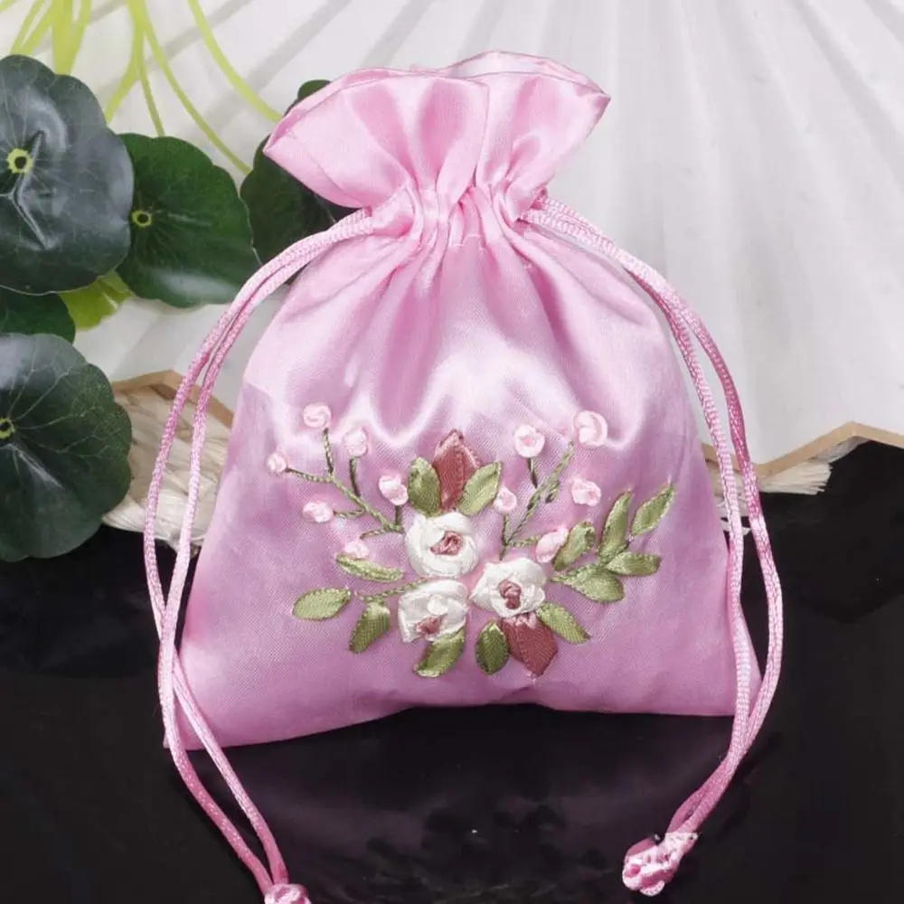 Süßigkeitenbeutel, Stickerei, Blumen-Kordelzugbeutel, Gewürzbeutel für gefüllte, duftende Kräuter, Stoff-Aufbewahrungstasche, Schmuck-Verpackungsbeutel