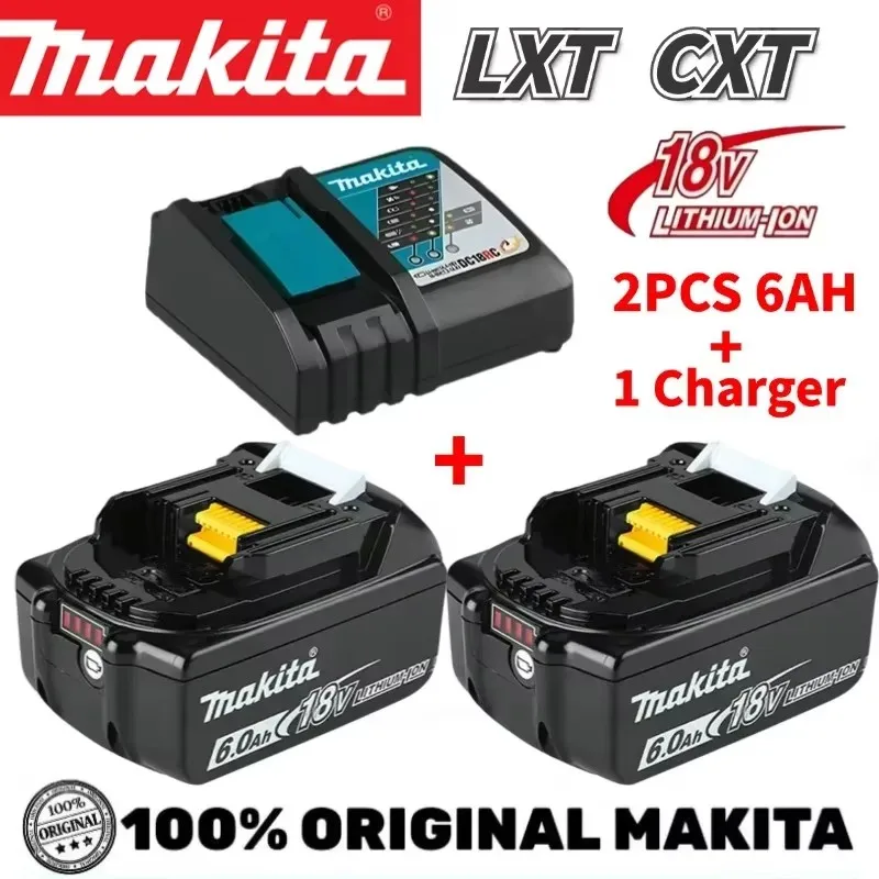 Makita-100% Original Rechargeable Power Tool Battery 6.0Ah 18V BL1830 BL1850 BL1840 BL1860 BL1815,Replaceable LED Lithium-ion