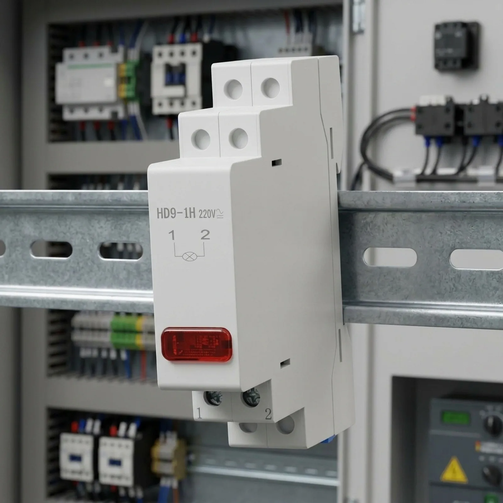 DIN Rail Compatible LED Lamp for 230V AC Indication Tasks Featuring Stable LED Output and Insulation Integrity