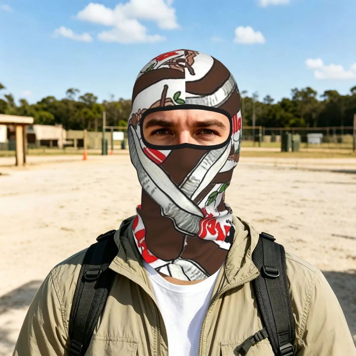 Jar Of Nutella Chocolate Breathable Balaclava Full Face Mask Sun Protection Neck Gaiter For Motorcycle Cycling Fishing Outdoor