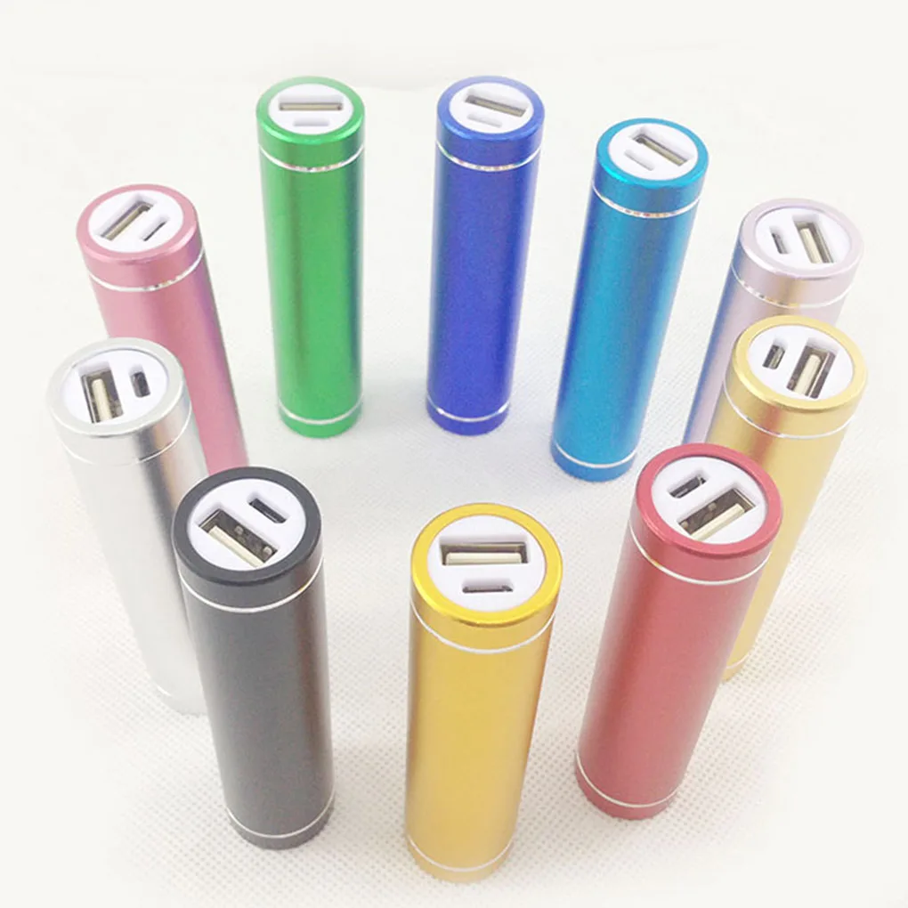 

Mini Battery Bank Power Back Case Aluminum Cylindrical Cellphone 18650 Battery Backup Charger USB DIY Box Battery Storage Case