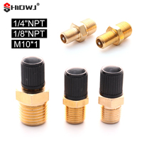 2Pcs M10/1/8''/1/4'' NPT MPT Brass Air Compressor Tank Fill Valve Double Head