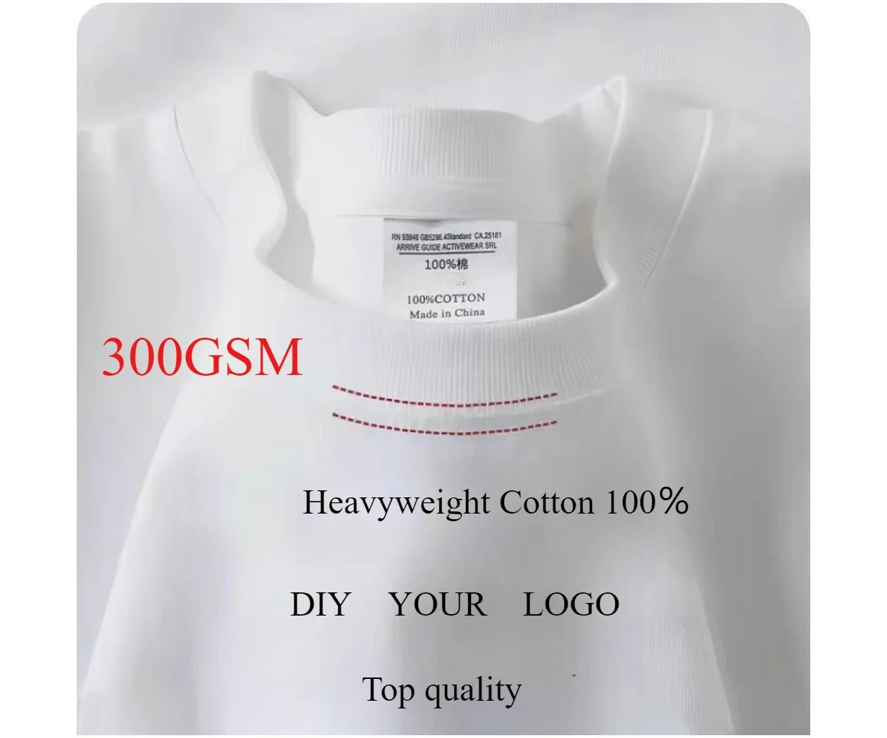 DIY Your Logo Customized Design DTG Printing 300GSM Heavyweight Cotton Mens T-shirts High Quality Loose Short Sleeve Shirts 3XL image 2