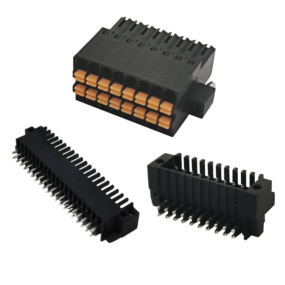 100 PIN 2.54mm Double Layer Spring Plug-in Terminal Block Flanged Plug with Straight/Right-Angle Pin Headers 2EDGKEM