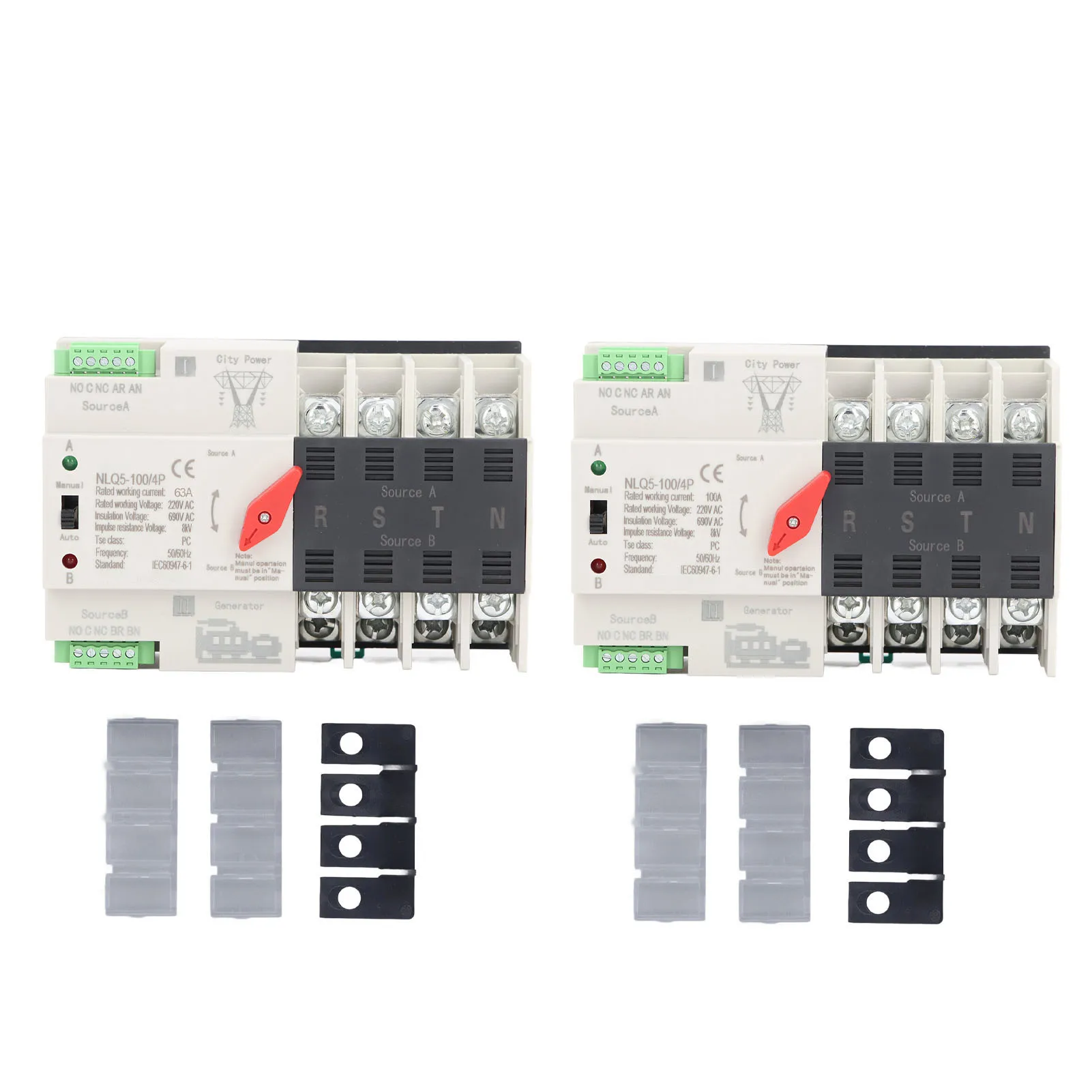 AC220V Dual Power Automatic Transfer Switch 4P Millisecond Switching Generator Changeover Switch ATS Dual Power Transfer Switch
