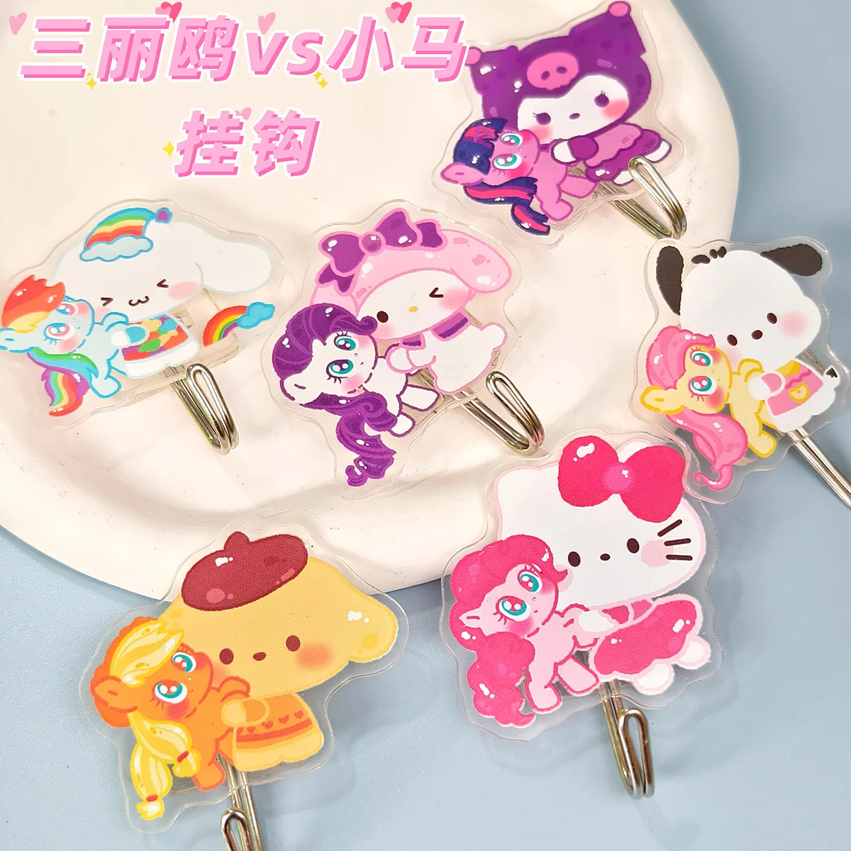 

Sanrio Hanging Coat Cartoon Acrylic Single Hook Hello Kitty Cinnamoroll Kuromi Cartoon Bathroom Kitchen Creative Paper Towel