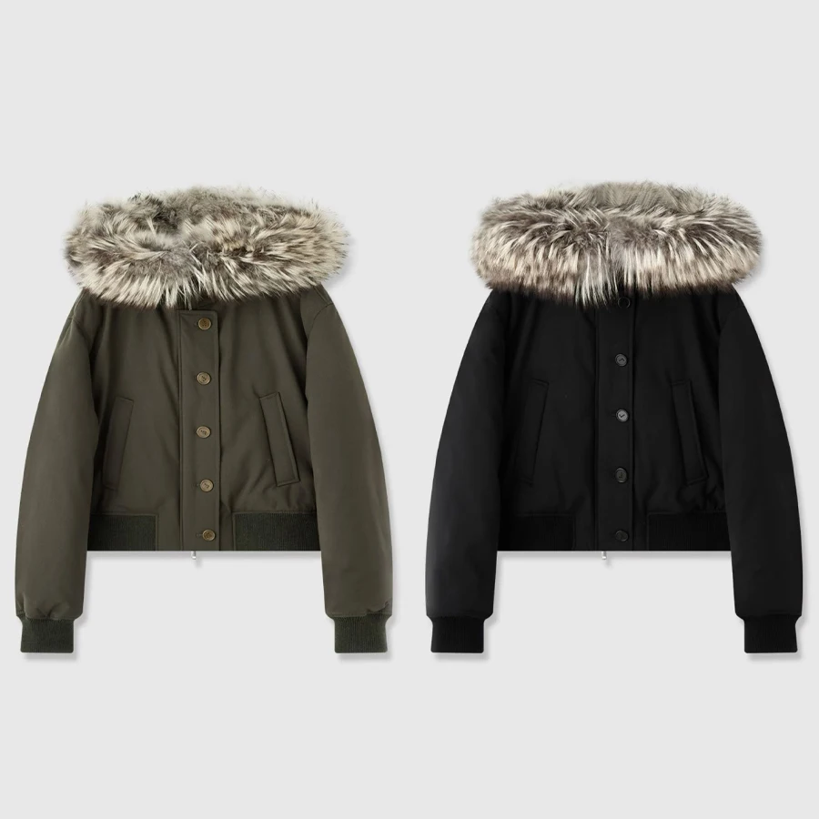 سترة سوداء للنساء من الفرو الطبيعي الأبيض مع زخرفة من الفرو الحقيقي سترة من فراء الثعلب الطبيعي