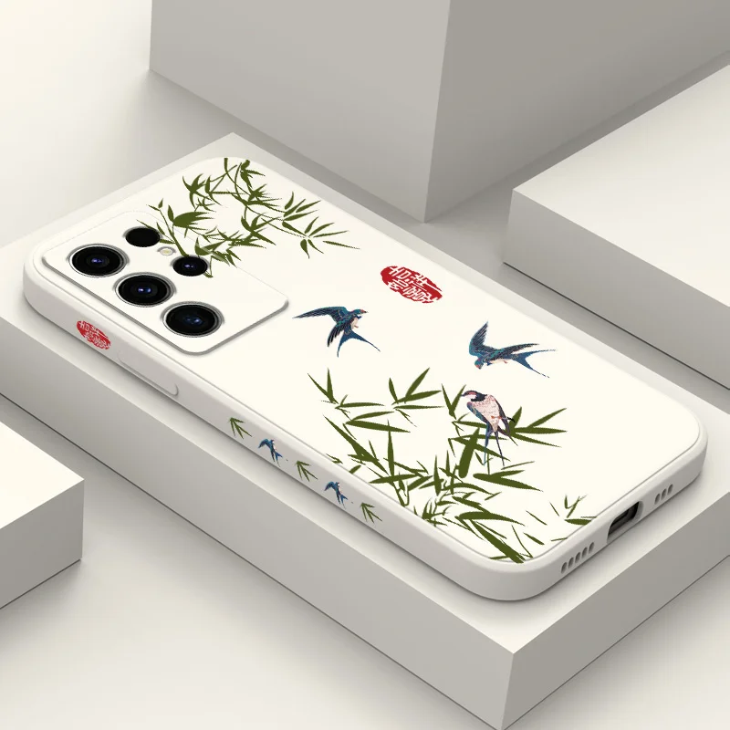 

Bamboo Forest Bird Phone Case For Samsung Galaxy S25 S24 S23 S22 S21 S20 S10 S10E Ultra Plus FE Note 20 Ultra Plus Cover