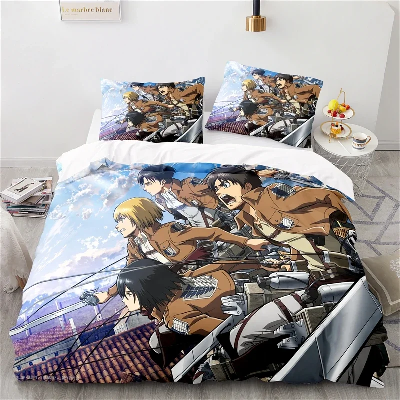 Japan Attack on Titan 3d Duvet Cover Sets Printed Bedding Set Pillowcase Twin Full Queen King Size Linen Bedclothes Dropshipping