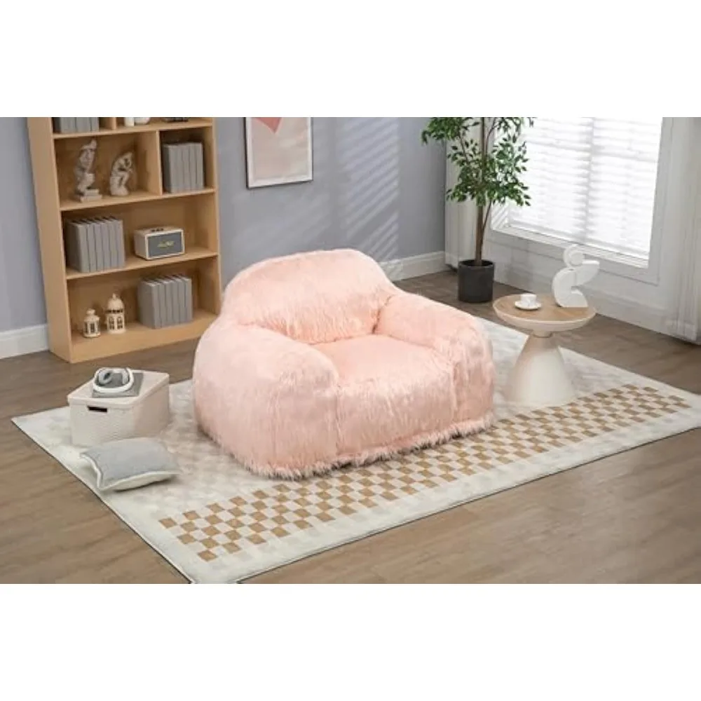 Lazy Long Hair Sofa Bean Bag Chair Adult, High-density Foam Filled Modern Focus Chair Comfortable Living Room, Bedroom Chair