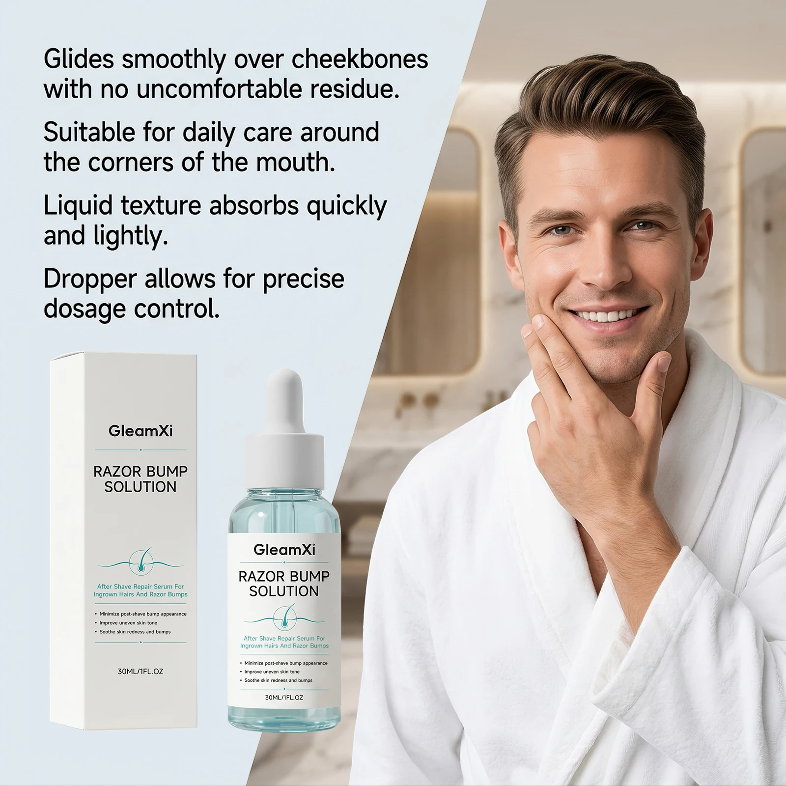 After Shave Repair Serum for Men, Soothe Redness & Bumps, Improve Uneven Skin Tone, Post Shave Hydrating Serum 30ML
