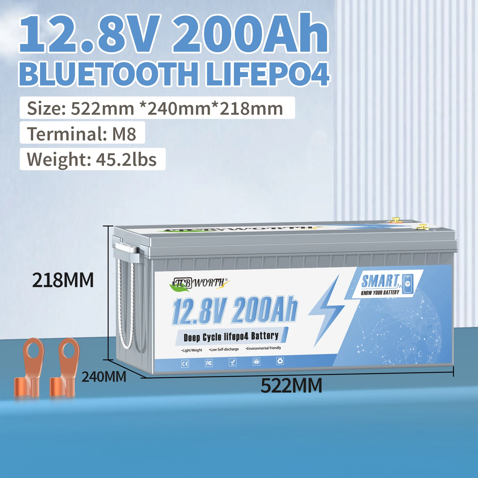 12V 200Ah 135Ah 100Ah 12V LiFePO4 Battery With Bluetooth BMS 6000+ Cycles Grade A cell For RV Solar Home Lithium Pack EU US