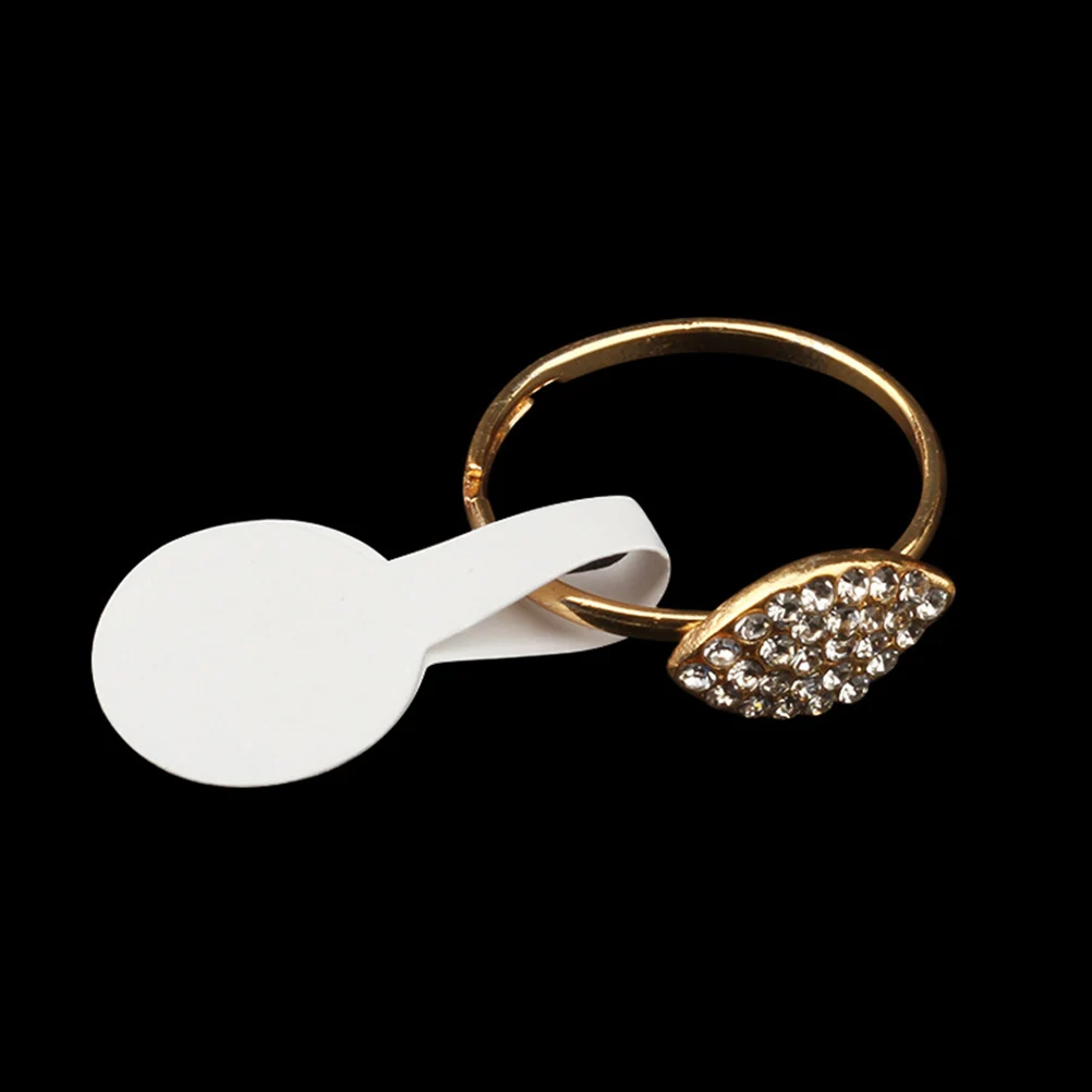 

300 Pcs Self-adhesive Label Jewelry Keyring Necklace Price Tag Blank Hanging Tags Rings Square Display