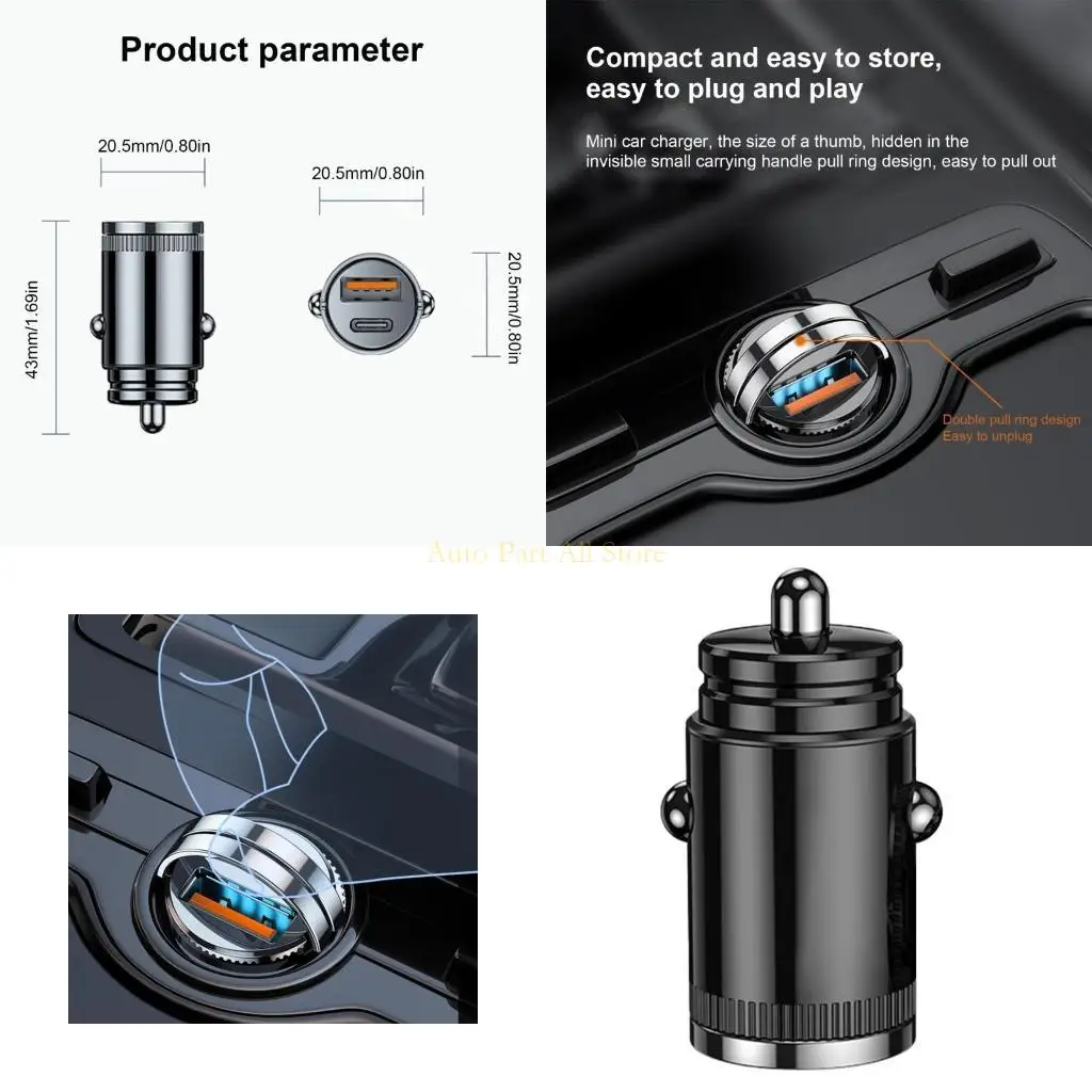 

J0MA Efficient PD & QC3.0 Car Charging Accessory, High Speed Power for Phones Tablets