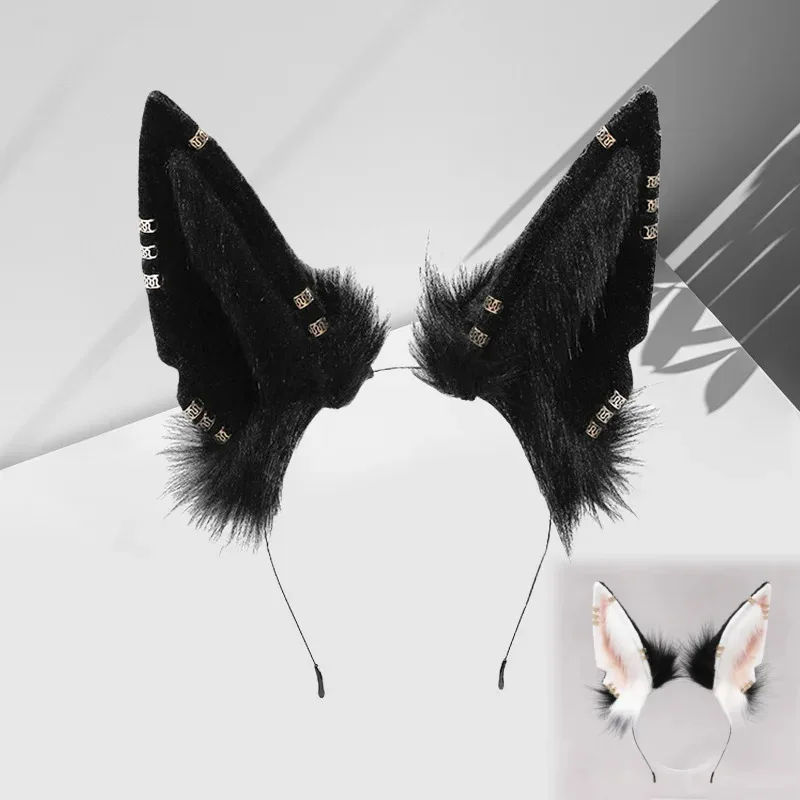 

4 типа, хит продаж, повязка для волос ручной работы с волчьими ушками, плюшевый пушистый головной убор в стиле Лолиты, аниме, косплей, аксессуары для Хэллоуина