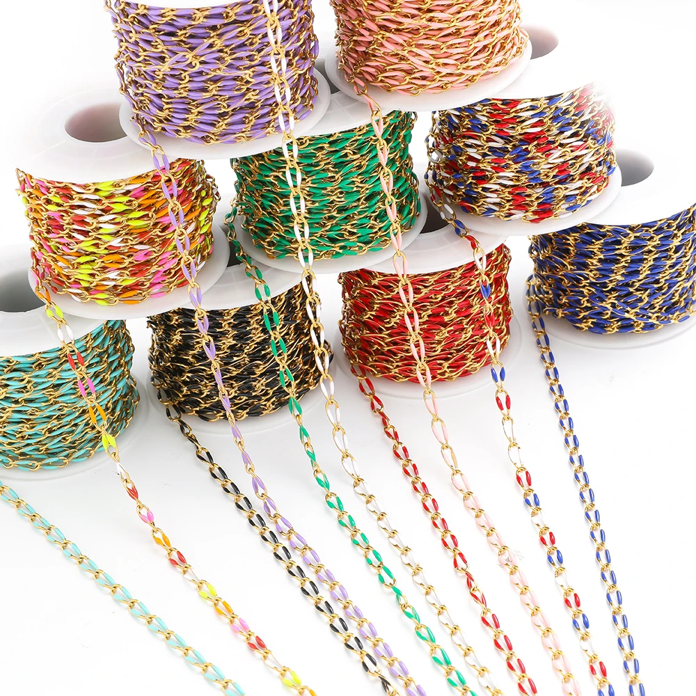 1 Meter kein Verblassen Edelstahl Emaille gedrehte Ketten für DIY Schmuckherstellung Frauen Halskette Ohrring Zubehör Armband Erkenntnisse