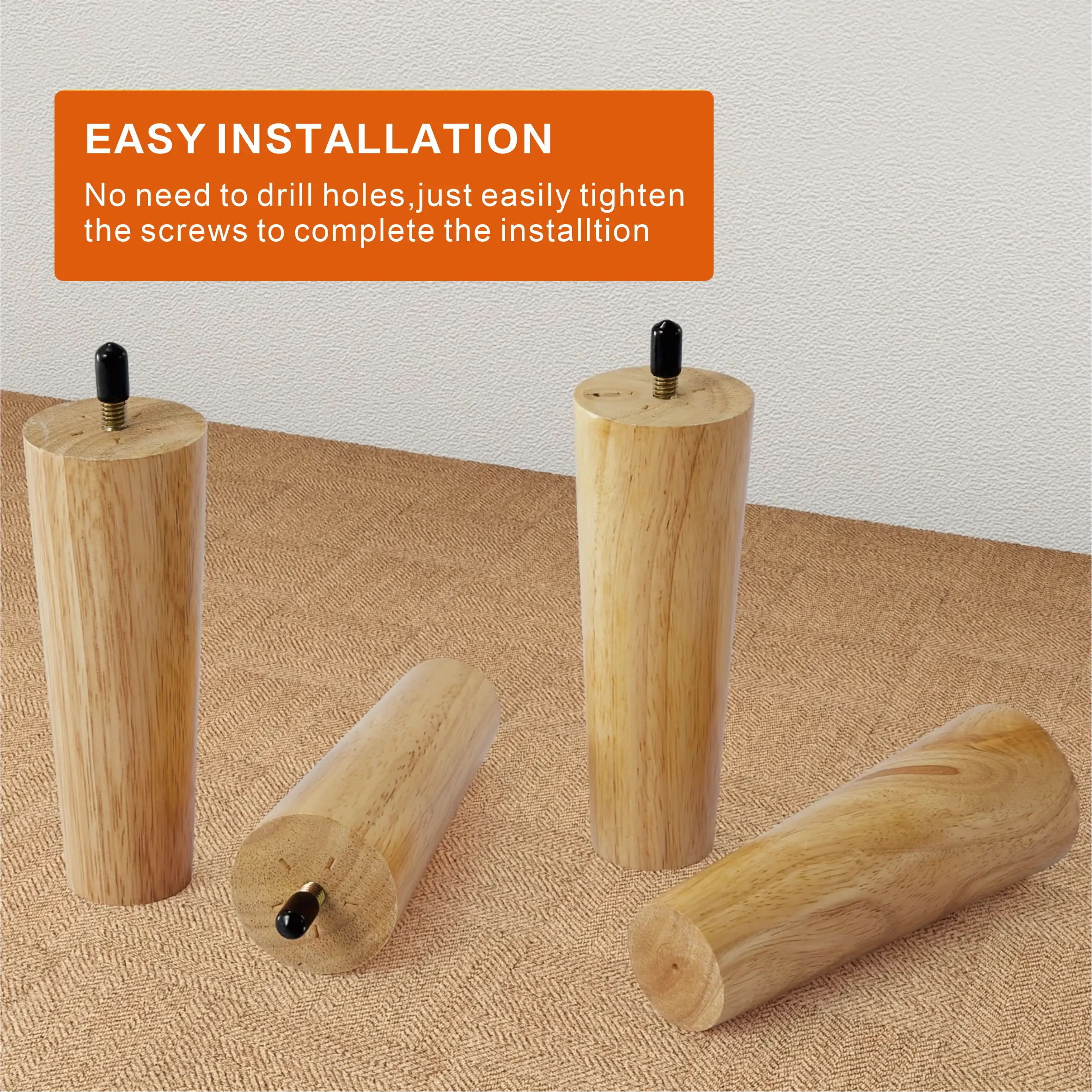 4인치 원목 가구 다리, 중세 현대식 목재 교체용 발 4개