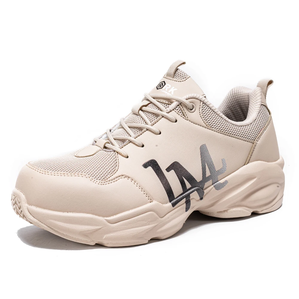 

Men's Safety Shoes Women Anti Slip Work Shoe Puncture Resistant Beige Steel Toe Sneakers Shoes