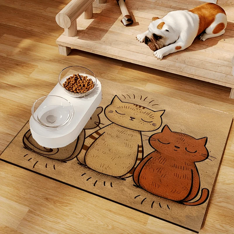 VIKAMA Haustiermatten mit Cartoon-Kieselgur, schmutzabweisend, rutschfest, saugfähig, Katzen- und Hundematten, Esszimmermatte, Heimdekoration