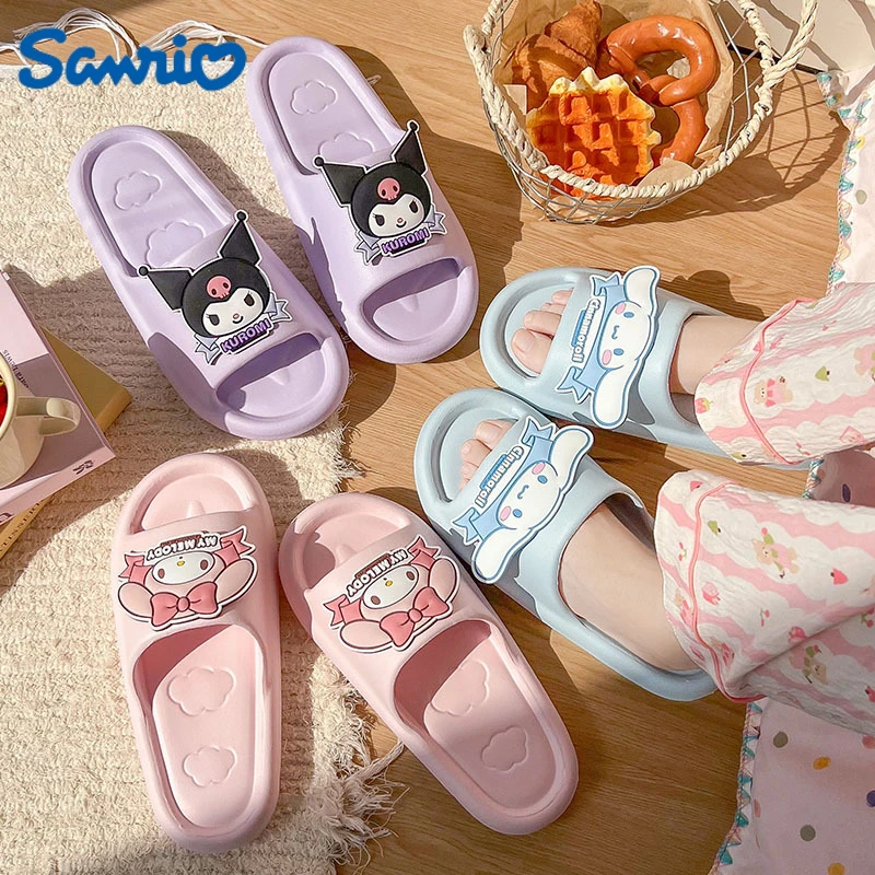 

NEW Sanrio Cinnamoroll Cartoon Slippers Graphic Print Slippers for Girls Kuromi Home Bathroom Melody Can Be Worn Outside Gifts