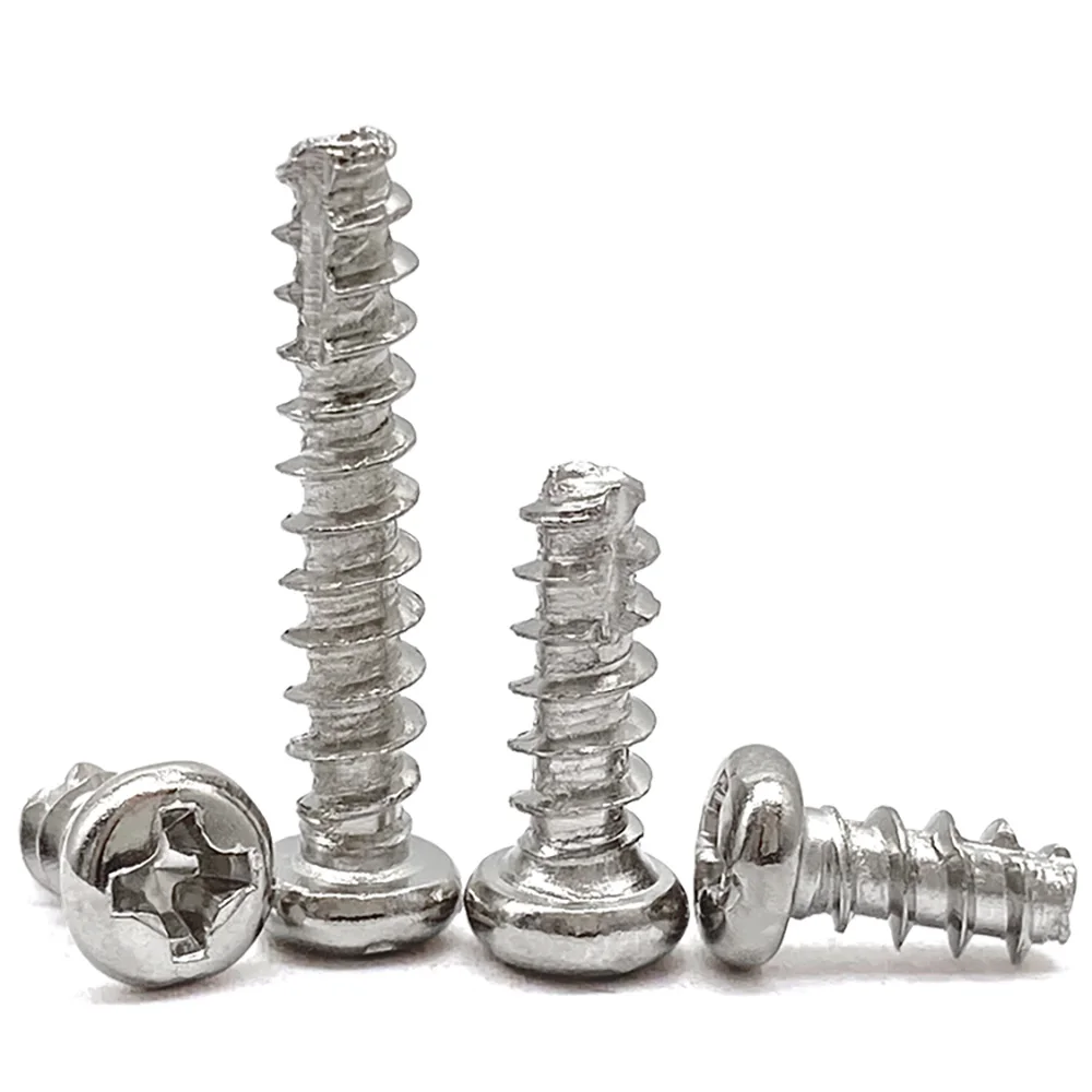 50/100/200pcs Nickel/Black Zinc Plated Philips Cross Recessed Pan Head Flat Tail Self Tapping Screws M2 M2.3 M2.6 M3 M3.5 M4