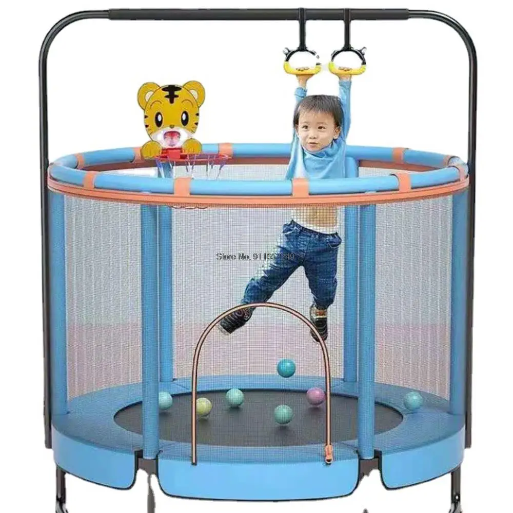 45in Trampoline With Guard Net For Kids Trampolines Jump Bed Basketball hoop Children Indoor Outdoor Fitness Exercise Family Toy