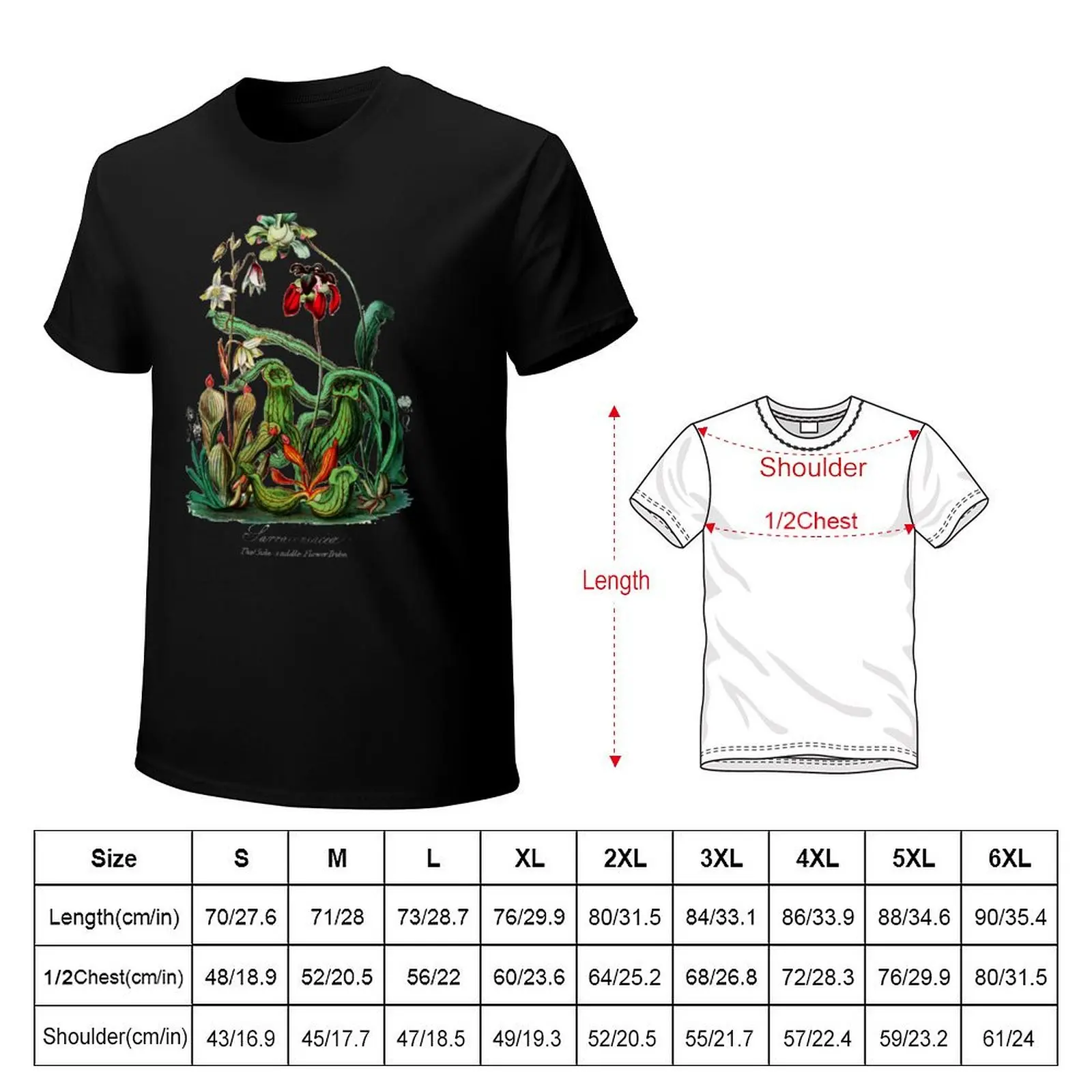 Kaus grafis tanaman karnivora Vintage Sarracenia Botanical T-Shirt kaus ukuran besar kaus grafis pria