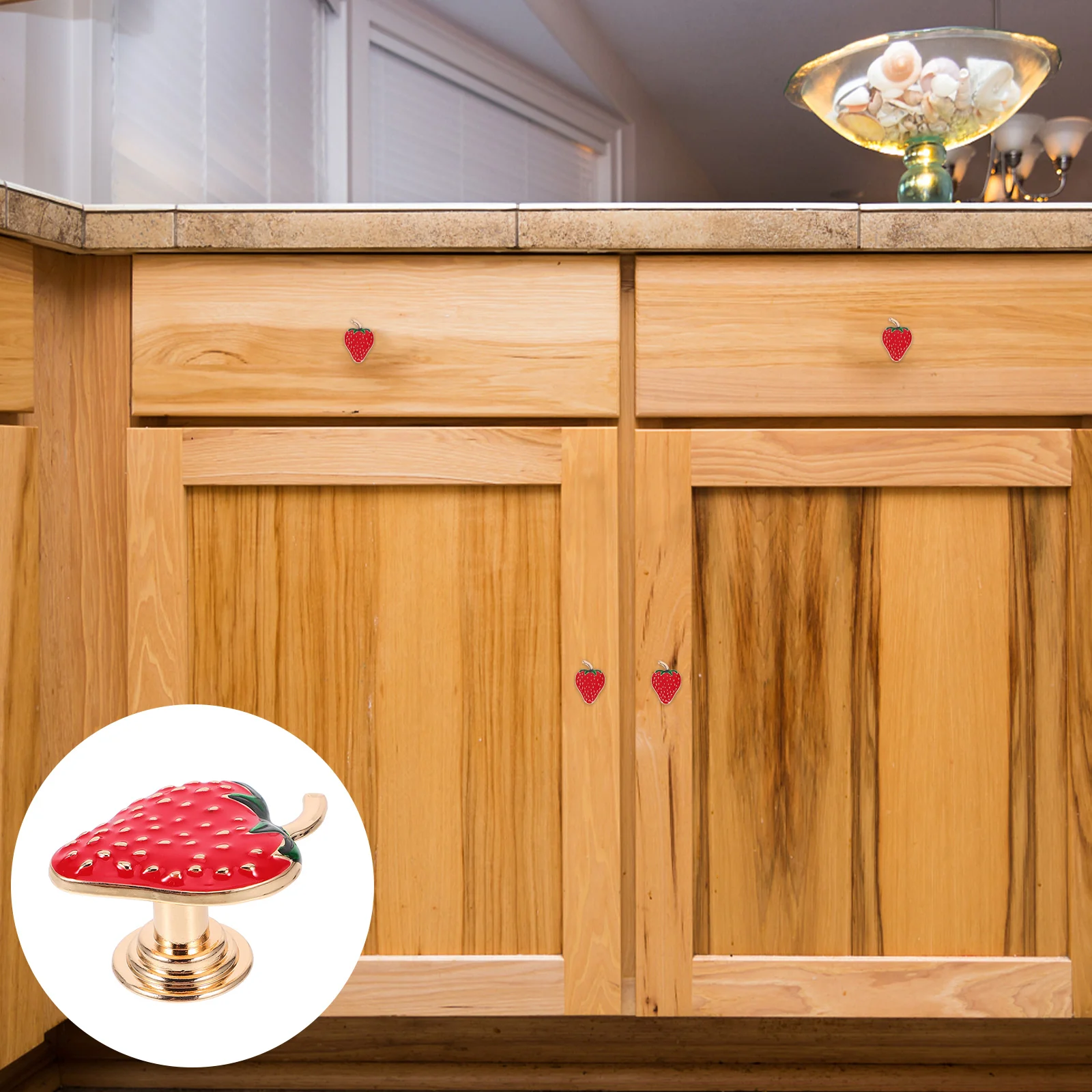 

Oil Dripping Strawberry Handle Cabinet Closet Door Knob for Cabinets Drawers Stickers