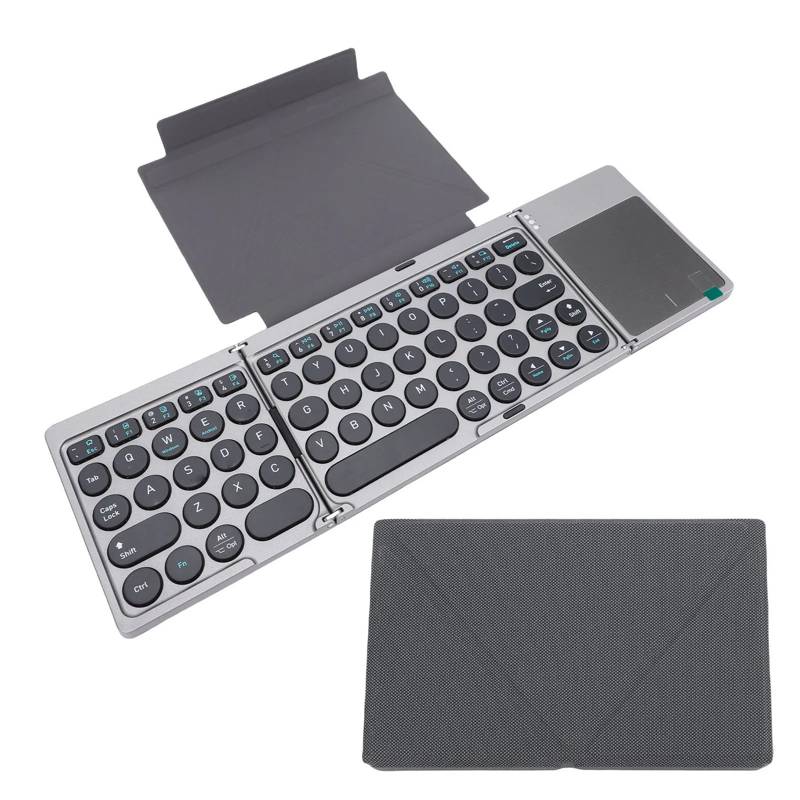 

Foldable Bluetooth Keyboard Portable Wireless Keyboard with PU Leather Cover Touchpad for Tablet Laptop Smartphone
