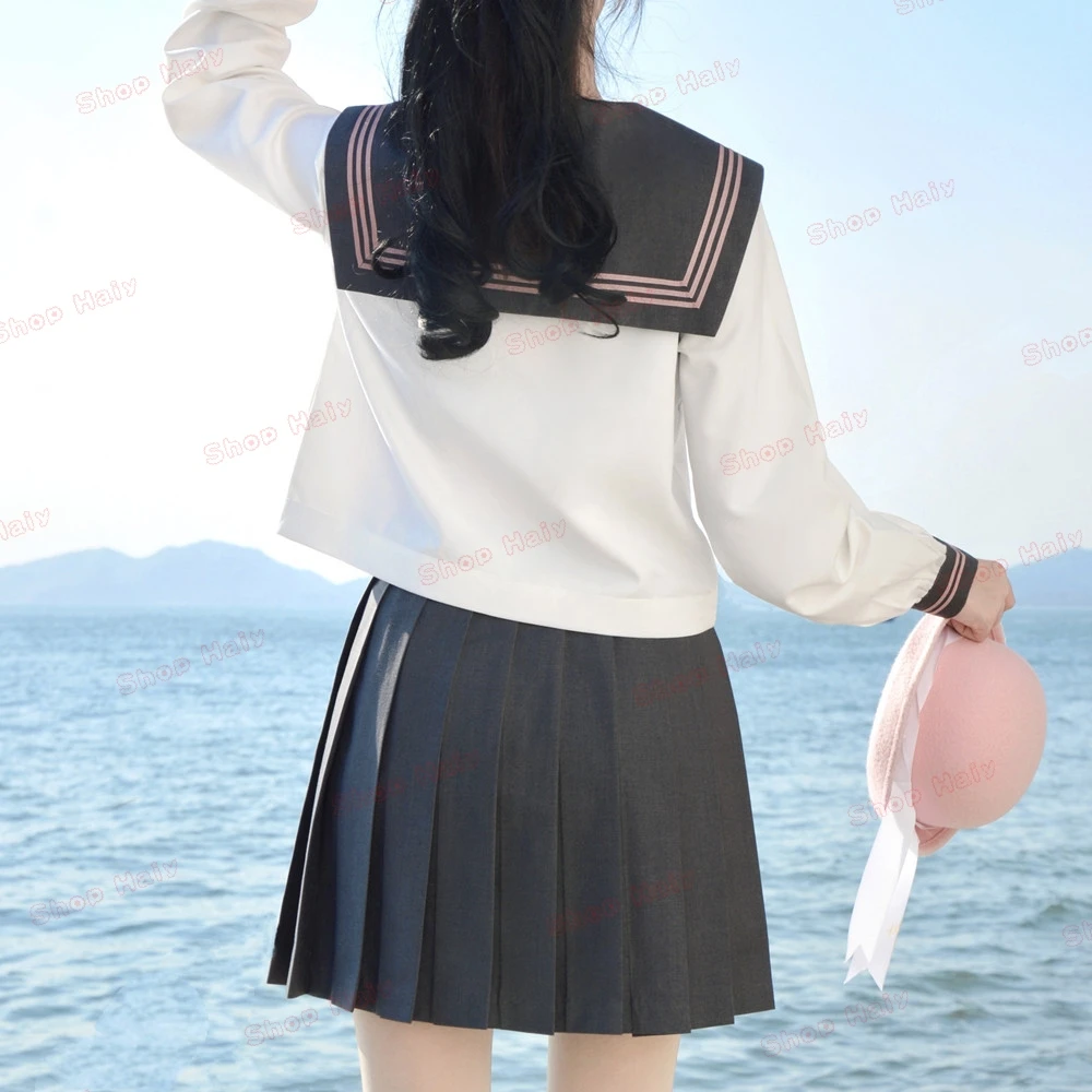 Japanese School Uniform Girl Jk Sailor Suit White Pink Long&Short Sleeve Set Pleated Skirt Spring Event Anime COS Costumes Women